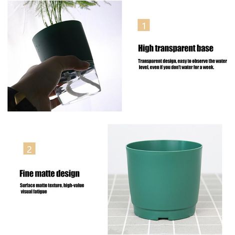 Pot de Fleurs Auto-Arrosant avec Double Couche pour Stockage d'Eau - Idéal Bureau et Maison