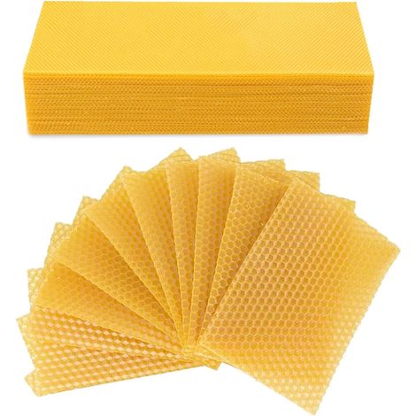 50-teiliges Bienenwachskerzen-Set zur Herstellung eigener Bienenwachskerzen mit Bienenwachsplatten für Geburtstage, Weihnachten (13,3 x 9 cm)