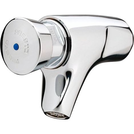 Presto – Robinet poussoir temporisé 504 XL – Laiton chromé résistant à la corrosion – Débit réglable 6 l/min – Installation murale