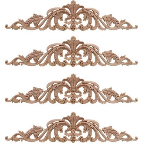 Lot de 4 appliques décoratives en bois sculpté pour les coins de meubles et la décoration intérieure (1/5)