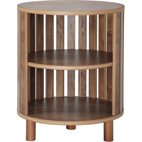 CALICOSY - Table de Chevet ronde à lames ajourées - H50 cm