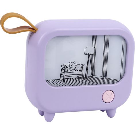 Lampe de nuit TV rétroéclairée, 2 modes d'éclairage, rechargeable USB, portable, veilleuse de chevet, décoration chambre, violette (1/5)