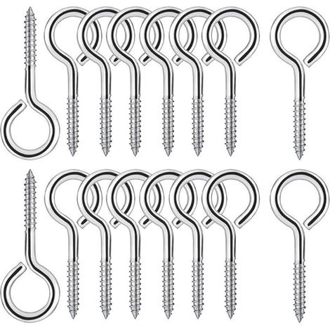 25 Pièces M4 Piton à Visser en Acier Inoxydable 304 Vis Mouton Oeil Rond Auto Taraudeuse Vis à Anneau Crochets à Oeil Boulon à œil Crochets Piton à Vis 50mm
