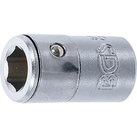 Adapter with retaining ball, 8 mm internal hex, chrome-vanadium steel, for 6.3 mm tool (1/4)