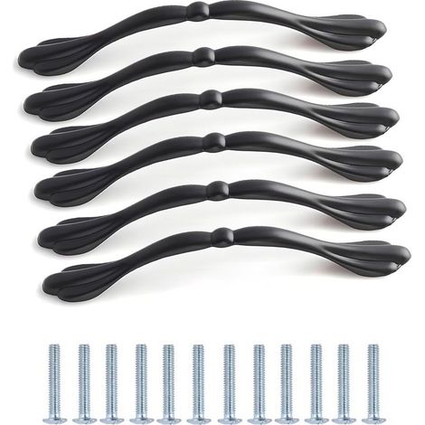 maniglie nere per mobili da cucina, interasse fori 128 mm, maniglie in lega di alluminio, perfette per armadi, cassetti, guardaroba e ripostigli. (1/5)