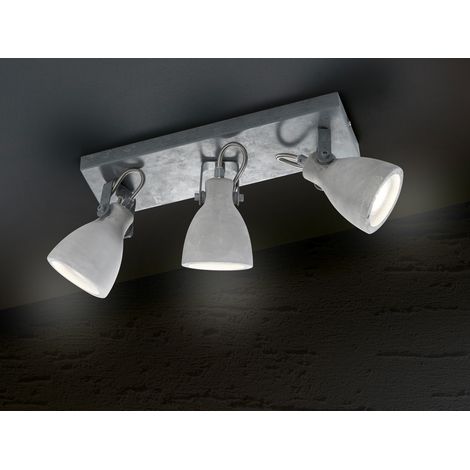 Retro LED Deckenstrahler 3-flammig mit Beton-Lampenschirmen, Breite 35cm (1/5)