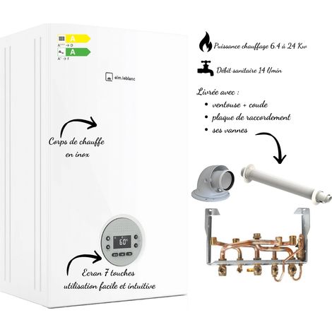 Elm Leblanc – Chaudière gaz à condensation 24-30 kW – Évacuation par ventouse – Corps en inox – Installation facile – Compatible régulations connectées (1/5)