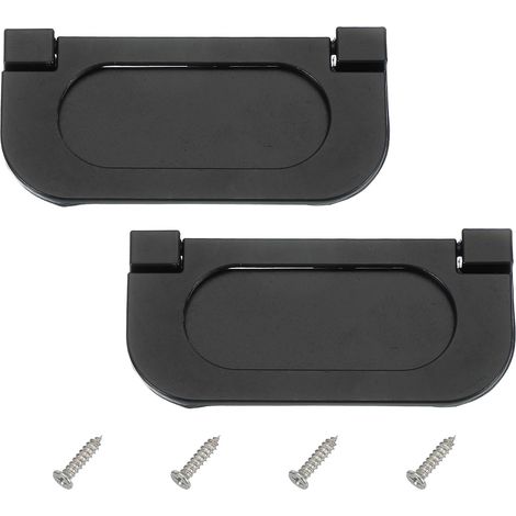 Poignées encastrées anneau de 75 mm (2,9 po) – Lot de 2 – Poignées de tiroir discrètes – Alliage de zinc, style rabattable, avec vis – Conviennent aux meubles, armoires et commodes – Noir (1/5)