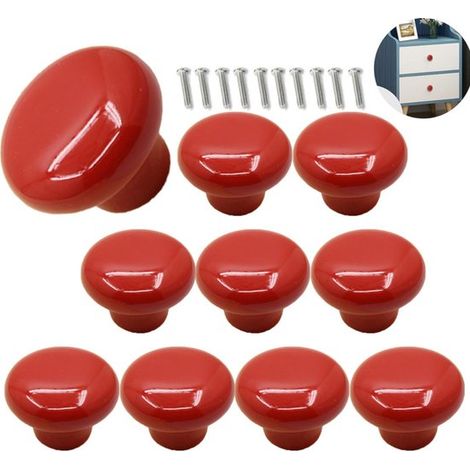 10 boutons de meuble en céramique, poignées de meuble rondes et poignées de tiroir de penderie à un seul trou. (1/5)