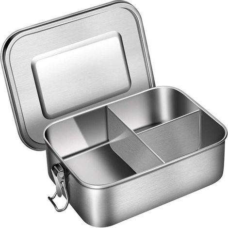 Acciaio inossidabile 18/10, 1200 ml, con separatore, contenitore per alimenti in metallo a tenuta stagna, lavabile in lavastoviglie e in forno (coperchio non incluso) (1/5)