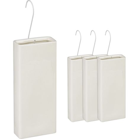 Relaxdays Luftbefeuchter Heizung, 4er Set, Wasserverdunster für Heizkörper, inklusive Haken zum Aufhängen, Keramik, weiß (1/5)