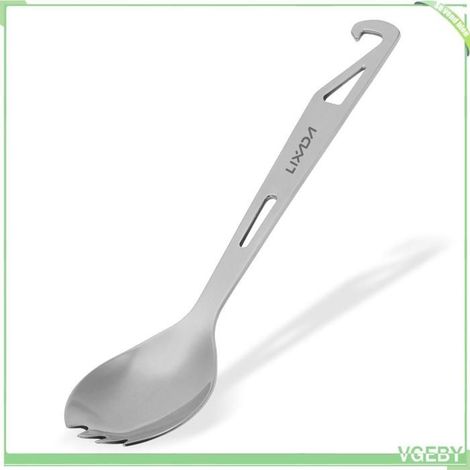 Cuillère-fourchette (spork) - FAFEICY - Lixada - 3 en 1 (fourchette/cuillère/décapsuleur) - Titane - 16,3 cm/28 g