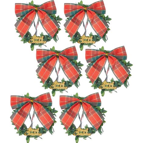 Lot de 6 mini guirlandes de Noël pour décorer cheminée et escalier, avec nœud. (1/2)