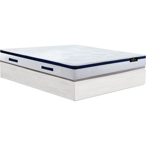 Set 160x200cm rete vano con cassetto Bianco + materasso ibrido molle insacchettate sp. 30cm  - MARQUIS di PALACIO