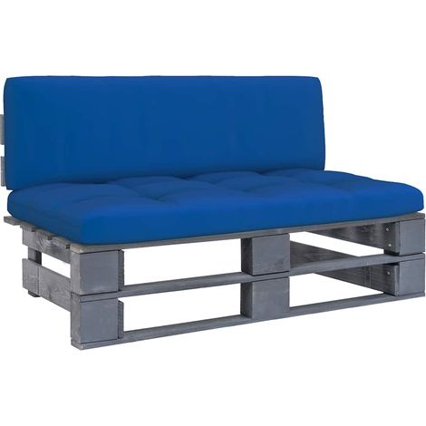 vidaXL Canapé central palette de jardin Gris Bois de pin imprégné (1/5)