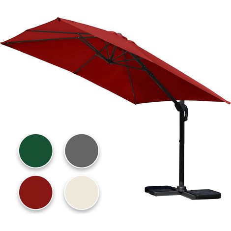 Wolketon Ombrellone offset da giardino, Ombrellone a ombrello - Alu - girevole a 360° - 3 x 3 m - Rosso