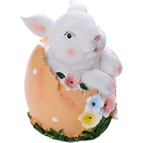 Statue de lapin de Pâques en résine, pot de fleurs, décorations printanières, œufs de lapin, cadeau (1/5)