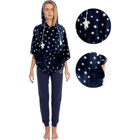 Poncho peignoir femme Vienetta Taille unique Chaud Joli Capuche Doux (1/5)