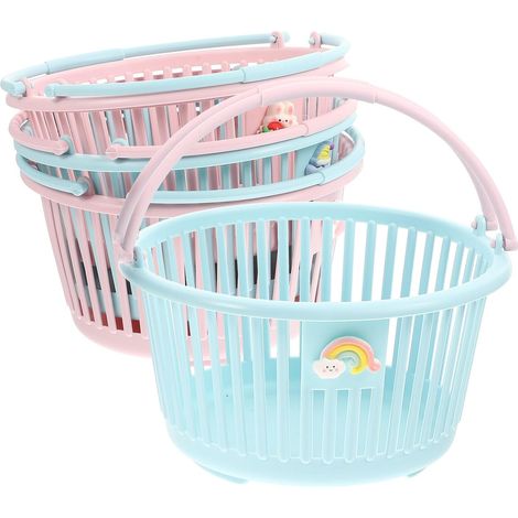 Lot de 4 Paniers de Rangement pour Jouets avec Poignées Pliables en PP, Paniers Mignons pour Organiser Bureau Cuisine, pour Garçon et Filles (1/5)