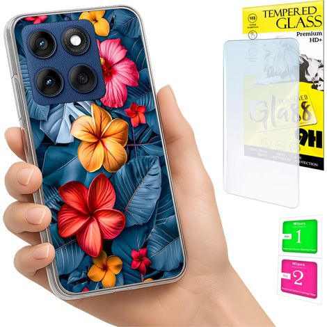Custodia per Motorola Edge 60 Fusion / Edge 60 Photo, retro con fiori e vetro (1/5)