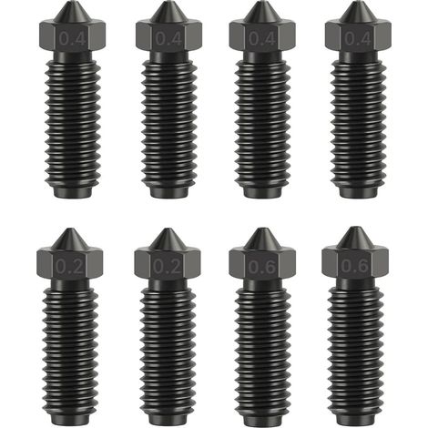Ugelli in acciaio temprato da 8 pezzi per Anycubic Kobra S1, resistenza alle alte temperature 0,2/0,4/0,6 mm Kit ugelli per Anycubic Kobra 3, Kobra 3 Combo, Kobra S1, Kobra S1 Combo (1/5)