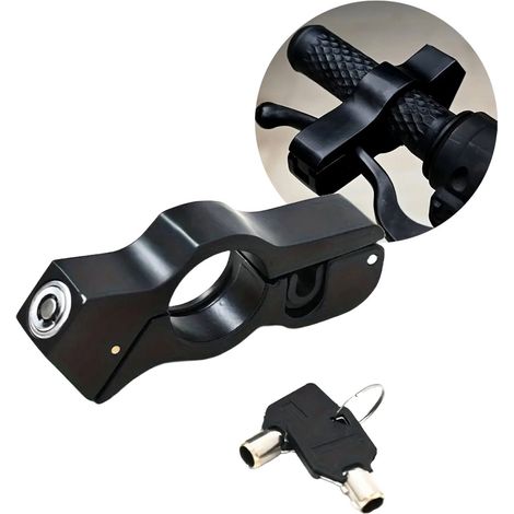 Candado para manillar de patinete o bicicleta – Candado de seguridad universal con llave – Candado antirrobo de aluminio para freno de mano – Grosor máximo del manillar: 3,7 cm (1/4)