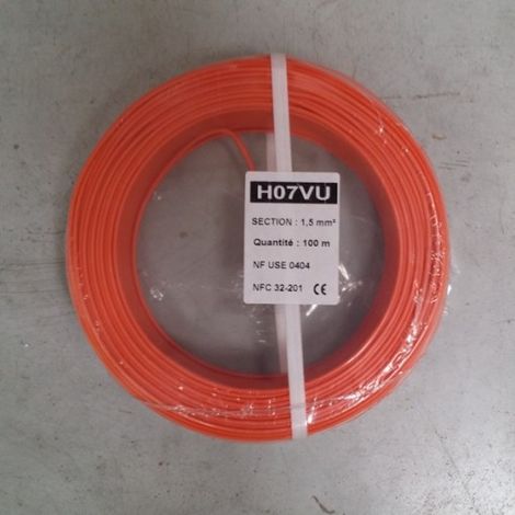 Electraline Câble H07 V-U orange 1,5 mm² 100 mètres (1/4)