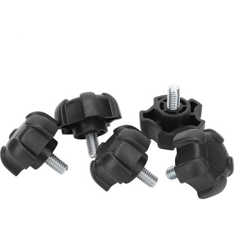 Lot de 5 vis à molette réglables en plastique à tête cinq étoiles, vis de verrouillage à torsion manuelle M6 10 mm