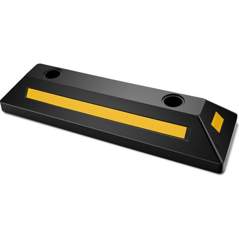 Butée de stationnement pour garage, lot de 2, butée de roue robuste, 54,8 cm, butoir de stationnement en caoutchouc avec bandes réfléchissantes, pour voitures, camions, pneus, roues, pare-chocs (1/5)