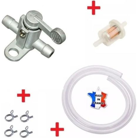 – Kit de réparation essence 6mm – Robinet, tuyau, filtre à carburant, collier de serrage – Pour tondeuses et motoculteurs