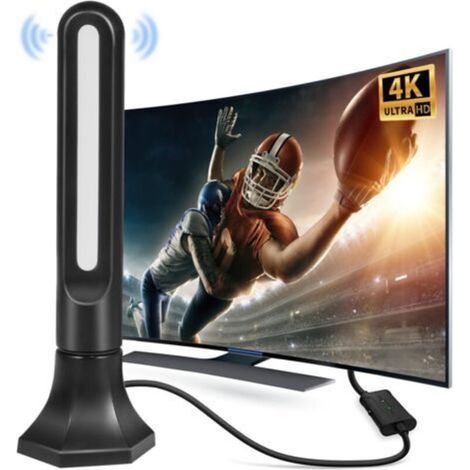 Antenne TV Intérieure avec Amplificateur, Rotation 360°, Portée du Câble Coaxial 6 M sur 260 Km - TNT Puissante, Compatible Téléviseurs Portables 4K 1080P et Tous les téléviseurs (1/5)