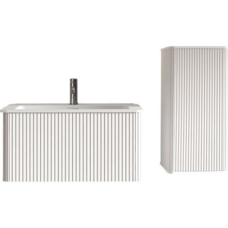 GagaMeuble salle de bain 80 cm avec vasque et colonne, blanc (1/5)