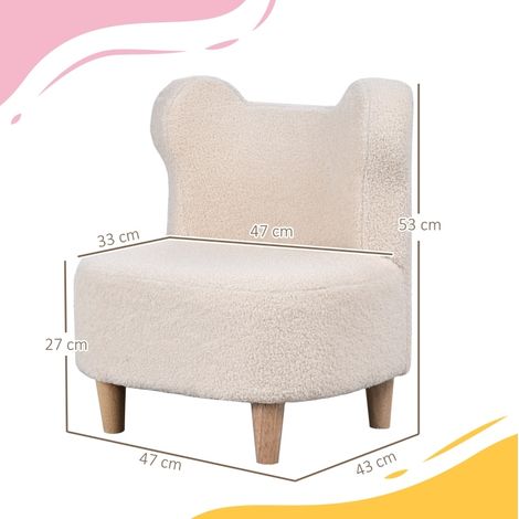 Fauteuil enfant en peluche avec oreilles d’ours, beige, DESVIAE (1/4)