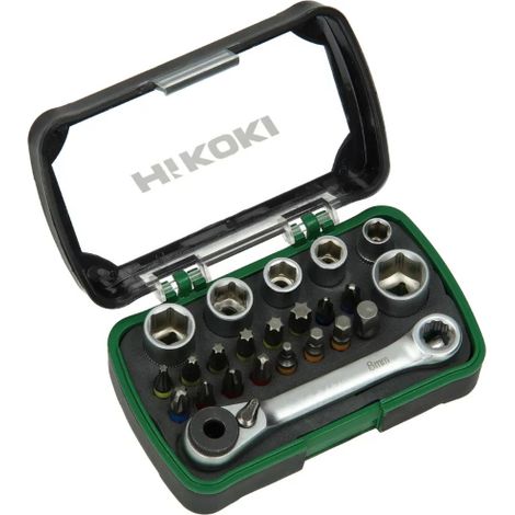 Kit d'embouts Hikoki 24 pie'ces assorties pour perceuses, tournevis, outils e'lectriques avec porte-embout magne'tique