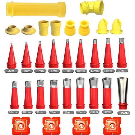 27 Pièces Kit Embout Cartouche Silicone de Calfeutrage, Canule Silicone de Calfeutrage Universelle en Acier Inox, Applicateur Joint Silicone Intégré, Outil de Finition pour Colle et Scellant (1/4)