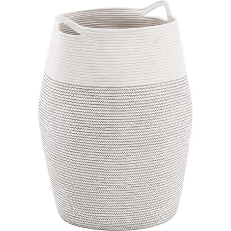 Panier à linge en coton tressé gris 105 L