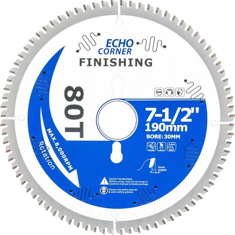 190mm Disque de Scie Circulaire en Bois à Découpe Fine Poli, Alésage 30mm, Segment 25,4mm (1/5)