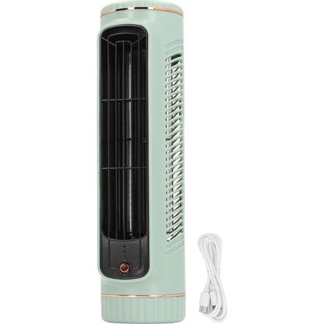 Rechargeable bladeless desk fan, 3 speeds, quiet, green – 26.7 cm, 1200 mAh battery (1/5)