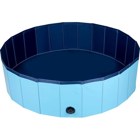 CCYKXAPet Piscine pour Chien - 120 x 30 CM - Chiens de Races Moyennes - Piscine Pliable - Fond Antidérapant - avec Vanne de Vidange - Bleu (1/5)