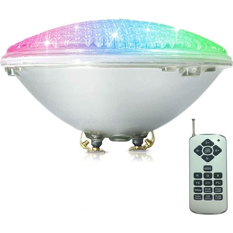 Projecteur LED PAR56 pour piscine, projecteur RGB 40 W, lampe de piscine étanche IP68 avec télécommande, projecteur sous-marin, phare de piscine, commande par interrupteur [12 V AC/DC]