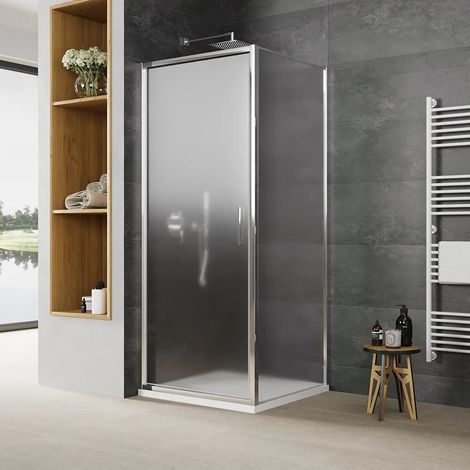 Box doccia slim 80x70cm con porta a battente e parete fissa profili cromati e vetro 6mm anticalcare opaco h190 Portofino (1/5)