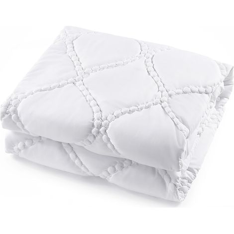 Parure de Lit 140x210, Housse Edredon 2 en 1 Housse de Couette Epaisse avec Taie d'oreiller 50x75 Doux Gonflante Protege Couettes Hiver 1 Personne, Lavable en Machine Couette 4 Saisons, Blanc (1/5)