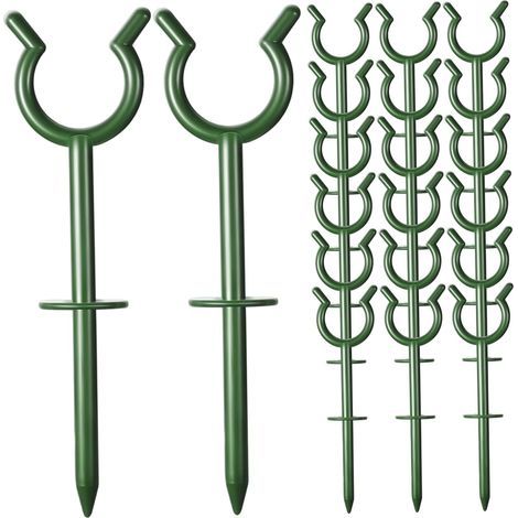 Garden Hose Guide Stakes, 20 Secure U-Shaped Supports for Soaking Hoses and Flexible Hoses, Green (1/4)