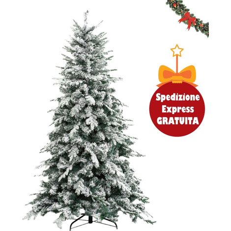 Albero di Natale ARTIFICIALE ALASKA innevato compatto extra folto rami ombrello - H180 cm 1366 rami (1/2)