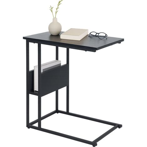 Mesa auxiliar con estante y compartimento - madera y metal (1/5)
