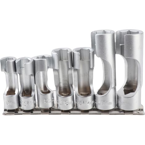 Jeu de 7 douilles capteur O2 - Chromé - 10-19mm - Embases 3/8" & 1/2" - Alliage haute résistance pour véhicule (1/5)