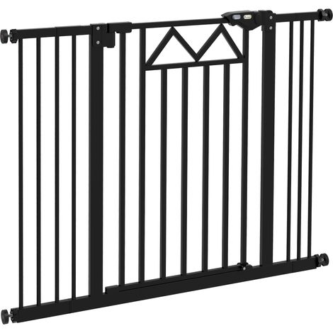 PawHut Cancelletto per Cani Estensibile 74-100x76cm Chiusura Automatica Nero