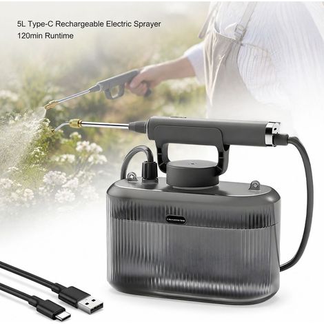 Pulvérisateur Électrique 5L - Rechargeable USB - Lance Télescopique - Sac à Dos Jardinage - Batterie Intégrée - Pulvérisation Brouillard et Jet Puissant pour Traitement Agricole (1/5)