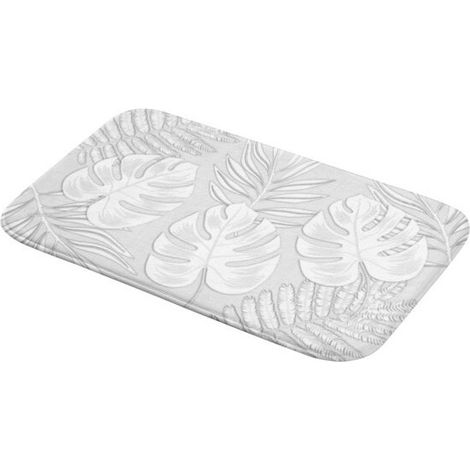Tapis de bain imprimé feuilles Gris clair 45x75 cm (1/5)