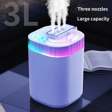 Humidificateur d'air ultrasonique 3 L (blanc), trois buses à brume froide, interface USB (1/5)